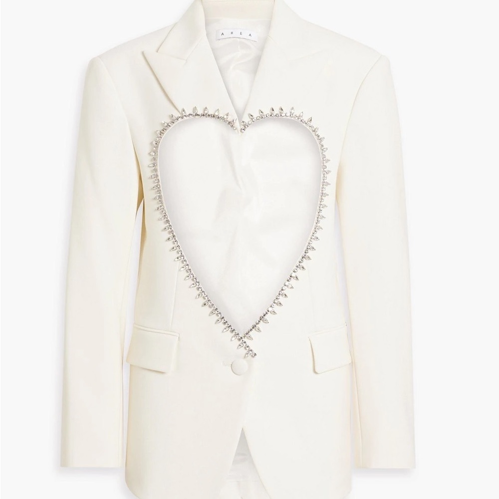 AREA NYC Heart Cut Detail Blazer in White